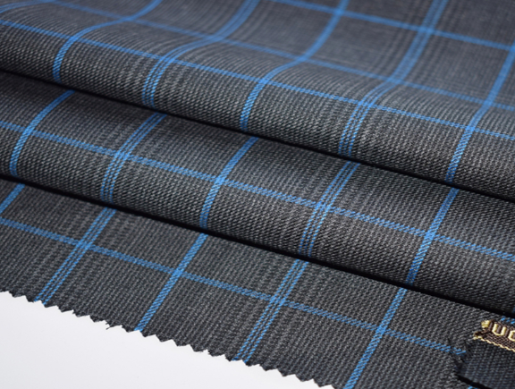 Fashion Modern Checked Worsted Wool Suiting Fabric